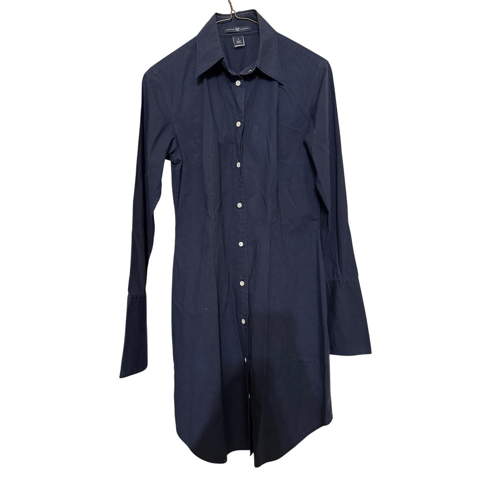 Gap Navy Blue Long Sleeve Button Down Shirt Dress 6 Tailored Mini Workwear